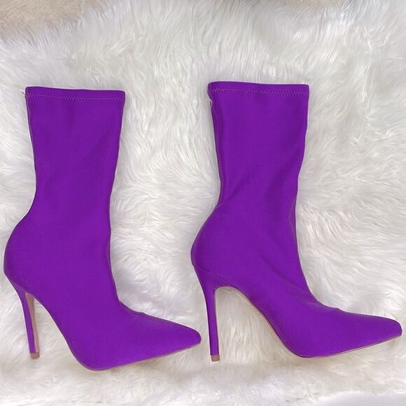 Cape Robbin | pink Lycra Slip on booties 8M 4 1/2” heel, Lexy -1 - Picture 8 of 8